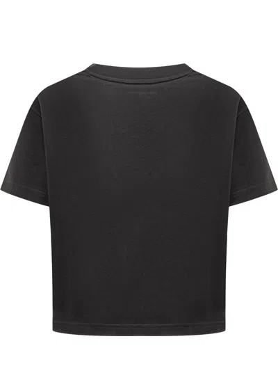 Shop Courrèges Cropped T-shirt V-neck In Black