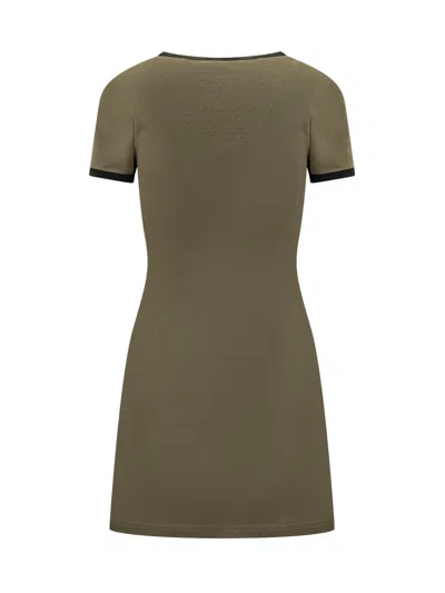 Shop Courrèges V Neck Mini Dress In Camouflage Green/black