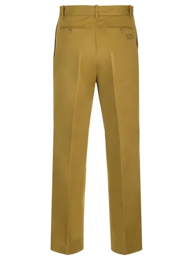 Shop Maison Kitsuné Cotton Chino Trousers In Green