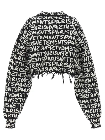 Shop Vetements Graffiti Monogram Sweater In White/black