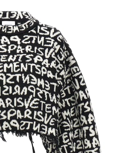 Shop Vetements Graffiti Monogram Sweater In White/black
