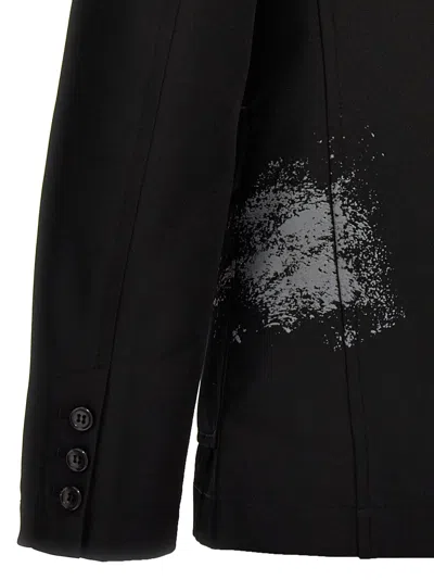 Shop Comme Des Garçons Shirt Printed Single-breasted Blazer In Black