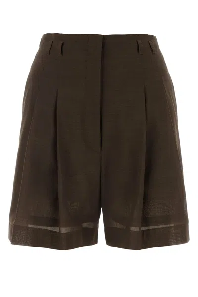 Shop Philosophy Di Lorenzo Serafini Chocolate Wool Blend Shorts In Marrone