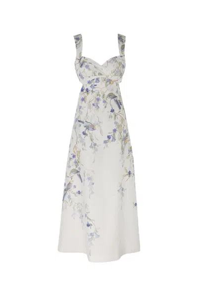 Shop Zimmermann Dress In Bianco/azzurro