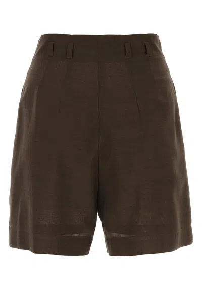 Shop Philosophy Di Lorenzo Serafini Chocolate Wool Blend Shorts In Marrone