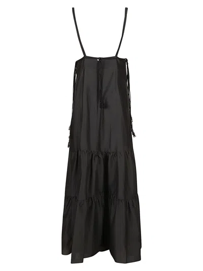Shop Lorena Antoniazzi Tassel Detail Sleeveless Long Dress In Nero