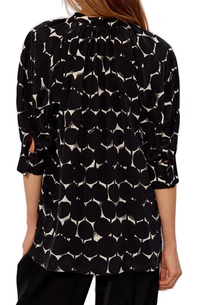 Shop Max Mara Emy All-over Patterned Drawstring Top In Bianco/nero