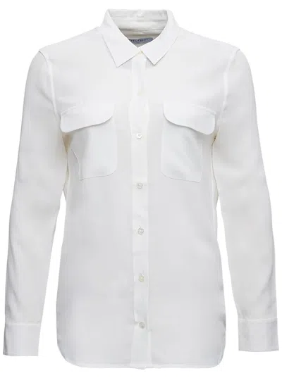 Shop Equipment White Silk Shirt With Pockets In .