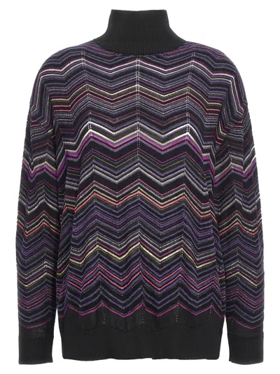 Shop Missoni Zig Zag Sweater In Purple