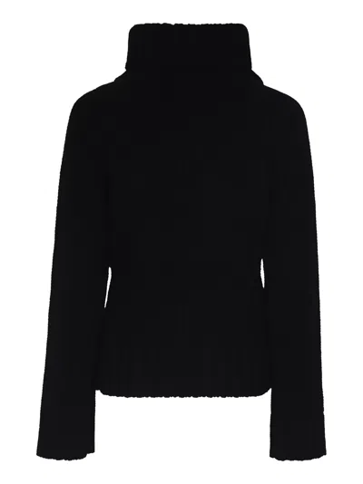 Shop Aspesi Button Embellished Roll Neck Knit Pullover In Black