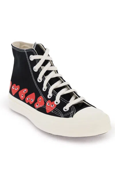 Shop Comme Des Garçons Play Multi Heart Converse X  Hi-top Sneakers In Black