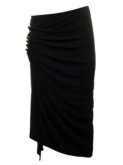 Shop Paco Rabanne Asymmetric High Waist Midi Skirt In Black