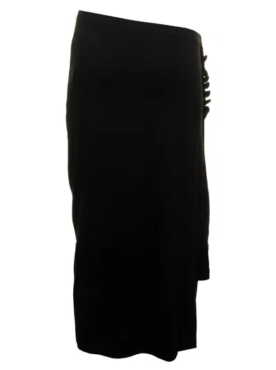 Shop Paco Rabanne Asymmetric High Waist Midi Skirt In Black