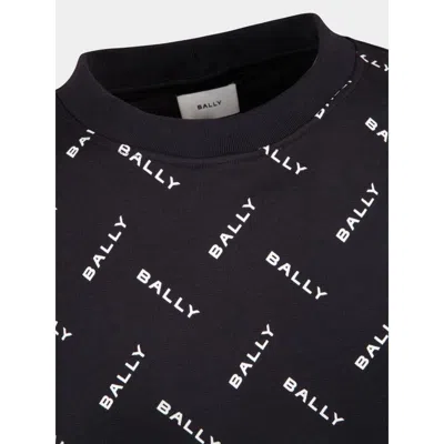 Shop Bally All-over Logo Print Ribbed Sweatshirt In Blue