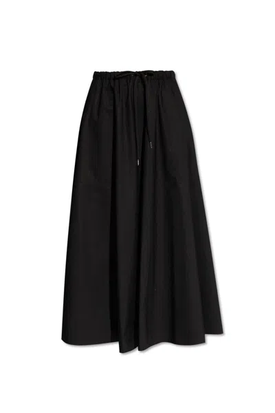 Shop Moncler Elastic Waist Flared Midi Skirt In Black