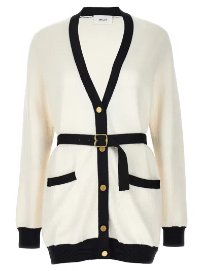 Bally Logo Jacquard Belted Cardigan In .