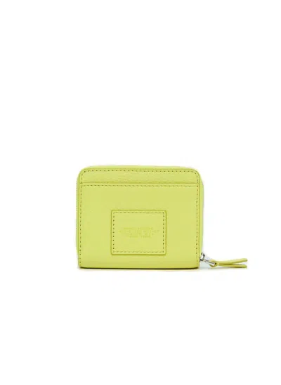 Shop Marc Jacobs Logo Printed Zipped Mini Compact Wallet In Yellow
