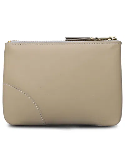 Shop Comme Des Garçons Small Leather Flat Bag In White