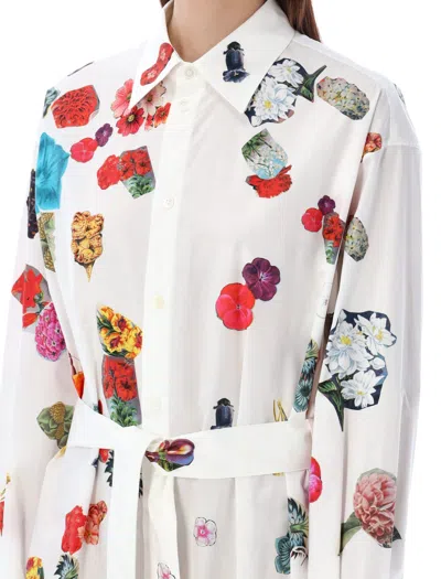 Shop Marni Flowers Shirt Dress In Lily White