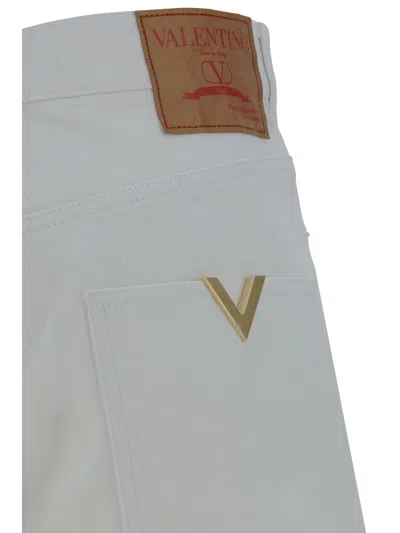 Shop Valentino Solid Pants In Bianco