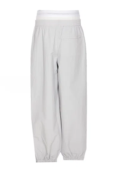 Shop Alexander Wang Track Pants With Logo Waistband In Grey