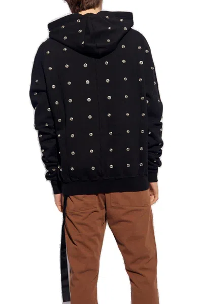 Shop Rick Owens Studded Hooded Sweatshirt In Black