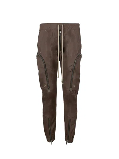 Shop Rick Owens Drawstring Waist Zipped Pockets Applique Trousers In Powder