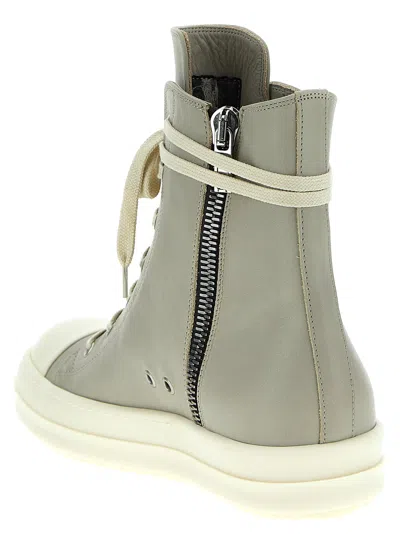 Shop Rick Owens Side Zip High Sneakers In Pearl Light Grey