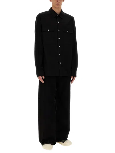 Shop Rick Owens Patched Pocket Formal Plain Shirt In Black