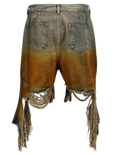 Shop Rick Owens Vintage Effect Distressed Denim Shorts In Multicolored