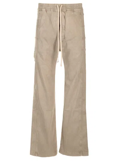 Shop Rick Owens Elastic Drawstring Waist Straight Leg Trousers In Pearl Light Grey