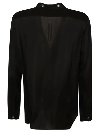 Shop Rick Owens Snap Button Trimmed Shirt In Black