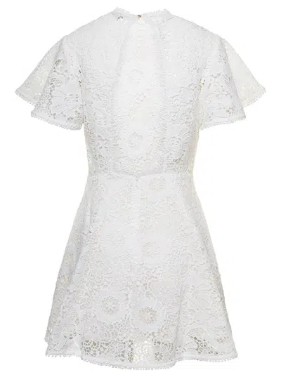 Shop Sabina Musayev 'sue' Mini White Dress With Cut-out At The Back In Lace Woman