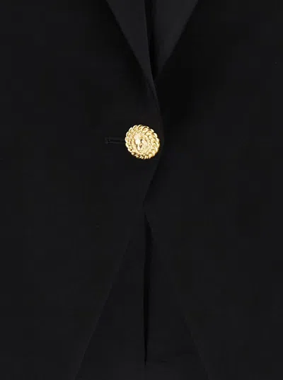 Shop Balmain 1 Btn Crepe Jacket With Satin Lapel In Black