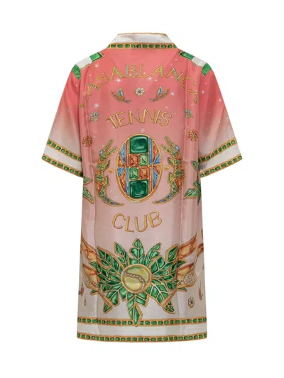 Shop Casablanca Chemisier Dress With Lagos Tennis Club Print In Pink