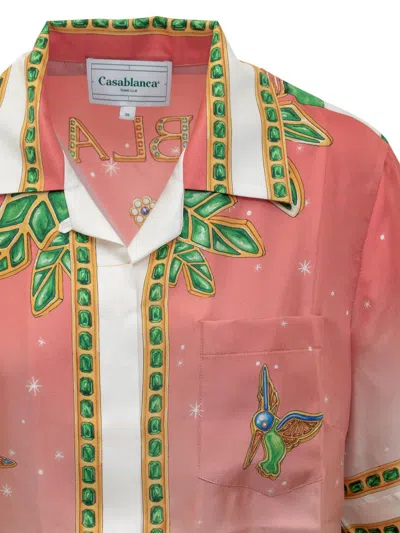 Shop Casablanca Chemisier Dress With Lagos Tennis Club Print In Pink