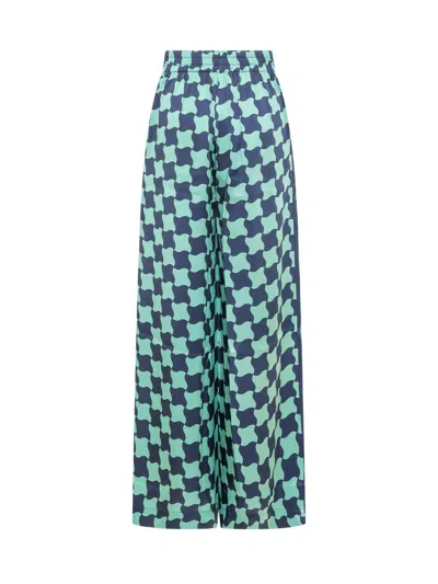 Shop Casablanca Pants With Print In Blue