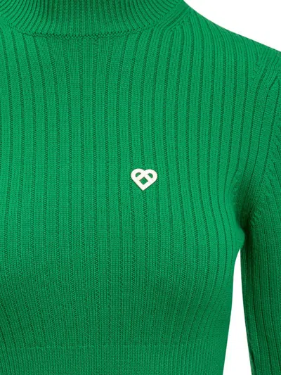 Shop Casablanca Ribbed Sweater In Green