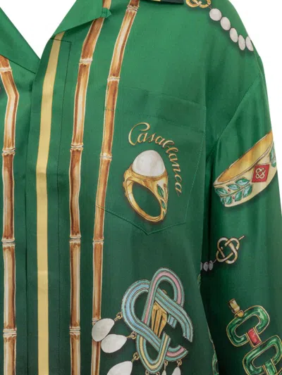 Shop Casablanca Silk Shirt In Green