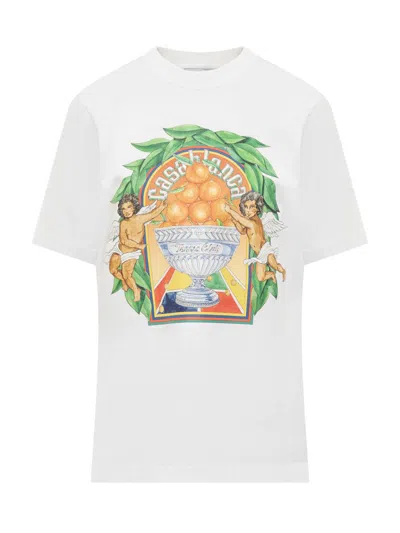 Shop Casablanca T-shirt Triomphe D'orange In White