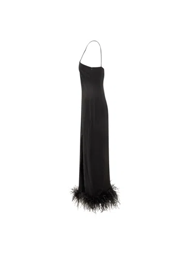 Shop De La Vali Dress With Feathers In Black