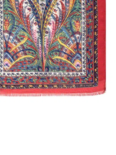 Shop Etro Jacquard Scarf In Red