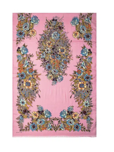 Shop Etro Placed Bouquet Scarf In Pink