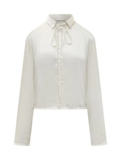 Shop Ludovic De Saint Sernin Crop Shirt Shiny In White
