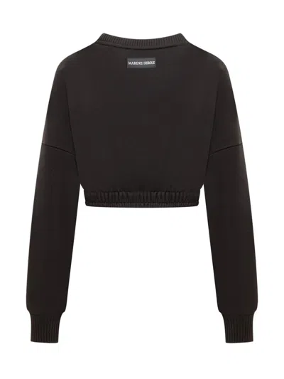 Shop Marine Serre Cropped Sweater In Black