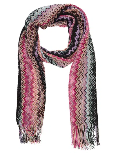 Shop Missoni Multicolor Scarf With Zigzag Motif In Viscose Blend Woman