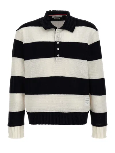 Shop Thom Browne 'rugby' Polo Shirt In Multicolor