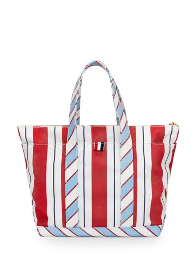 Shop Thom Browne Small Tote Tool Bag In White