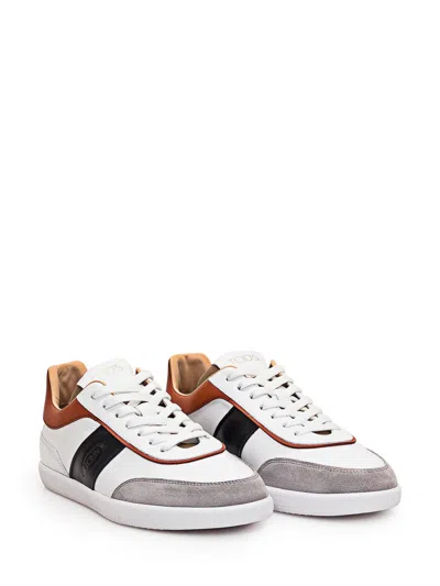 Shop Tod's Leather Sneaker In Grey
