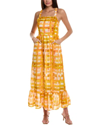 Shop Marie Oliver Prima Linen & Silk-blend Maxi Dress In Orange
